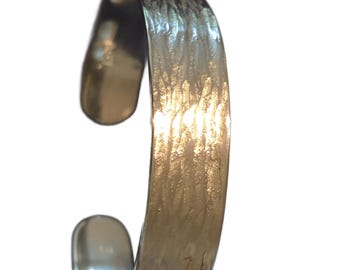 Silver bracelet "Tree bark", NEW forged bracelet / silver bracelet barkskin pattern polished [made to measure]