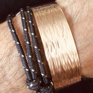 Copper bracelet &quot;tree bark&quot; polished, wide, bangle bracelet forged / copper bracelet barkskin pattern polished