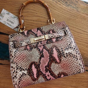 Snake skin Bag, Lady&#39;s purse, Leather bag, Snake skin handbag, Shoulder Bag, Luxury Leather bag, Top-handle bag, crossbody purse