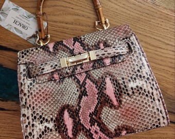 Snake Skin Top-Griff-Tasche: Luxus-Leder-Umhängetasche