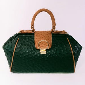 Ostrich leather bag,  Doctor bag, Top Handle Bag, Leather Handbag, Lady&#39;s bag, shoulder bag, handmade bag, luxury bag, exotic leather bag