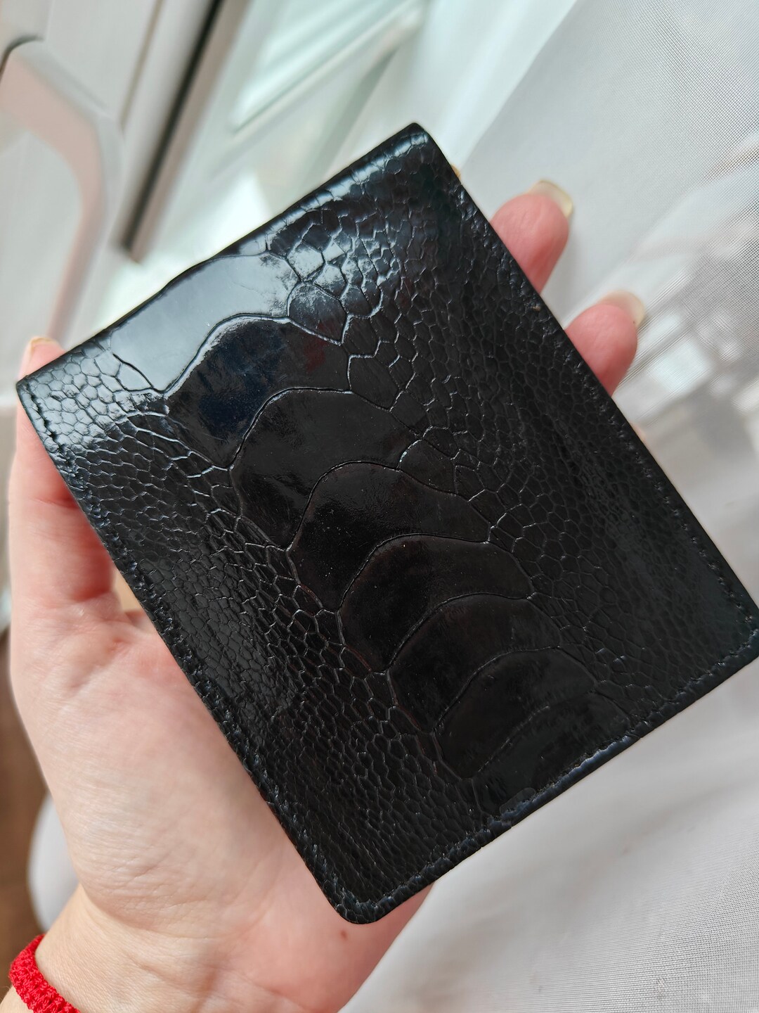 Men's Genuine Exotic Animal Skin Ostrich Wallet - Cognac ID Holder Bifold