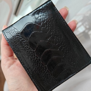 Cartera de cuero de avestruz genuina Cartera de hombre Cartera de cuero bifold Bolso hecho a mano Cartera de cuero de avestruz Accesorios de lujo hechos a mano cartera de lujo
