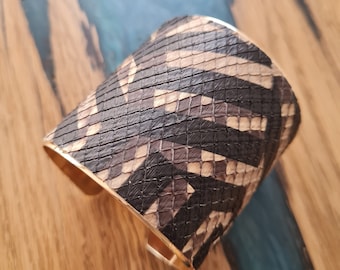 Exotic Snake Leather Cuff Bracelet: Wide Women's Jewelry