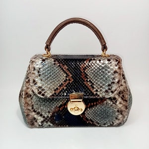 Snake leather Bag, Lady&#39;s purse, Leather bag, Snake skin handbag, Shoulder Bag, Luxury Leather bag, Top-handle bag, leather purse