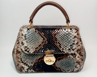Snake leather Bag, Lady&#39;s purse, Leather bag, Snake skin handbag, Shoulder Bag, Luxury Leather bag, Top-handle bag, leather purse