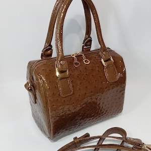 Ostrich leather Bag, Lady&#39;s purse, Leather bag, Ostrich skin handbag, Shoulder Bag, Luxury Leather bag, Top-handle bag, leather purse