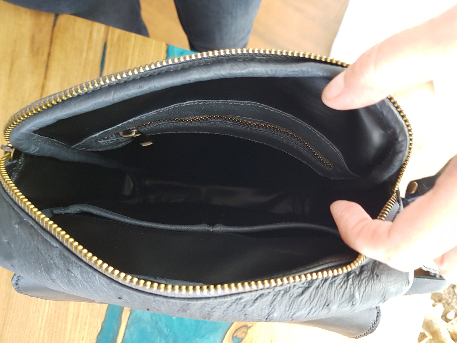 100 Authentic Ostrich leather bag Shoulder Men's Bag Etsy