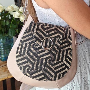 Leren handtas, echte slangenleertas, hobo-handtas, schoudertas, handgemaakte tas, dameshandtas, pythonleren tas, luxe portemonnee