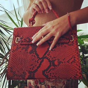 Snake leather Bag, Lady&#39;s purse, Leather bag, Snake skin handbag, Shoulder Bag, Luxury Leather bag, Top-handle bag, Crossbody bag