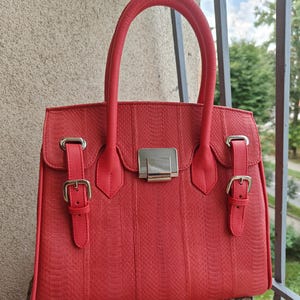 Snake leather Bag, Lady&#39;s purse, Leather bag, Luxury Leather bag, Top-handle bag, Exotic leather bag