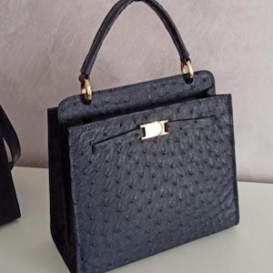 Ostrich leather Bag, Lady&#39;s purse, Crossbody bag, Ostrich skin handbag, Shoulder Bag, Luxury Leather bag, Top-handle bag, leather purse