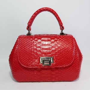 Snake leather Bag, Lady&#39;s purse, Leather bag, Snake skin handbag, Shoulder Bag, Luxury Leather bag, Top-handle bag, leather purse