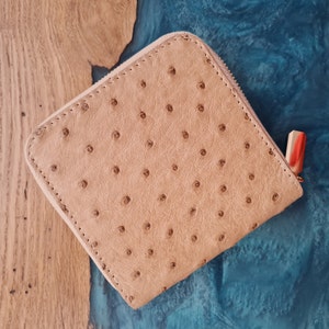 Cuero de avestruz genuino cremallera alrededor de la billetera billetera de la dama Bolso hecho a mano embrague de cuero de avestruz Accesorios de lujo hechos a mano billetera de lujo