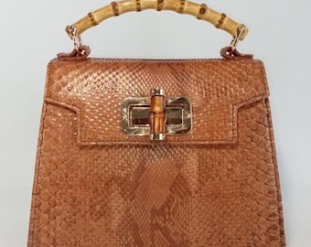 Snake Skin Top-Griff-Tasche: Luxus-Leder-Umhängetasche