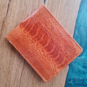 Cartera de cuero de avestruz genuina Cartera de hombre Cartera de cuero bifold Bolso hecho a mano Cartera de cuero de avestruz Accesorios de lujo hechos a mano cartera de lujo