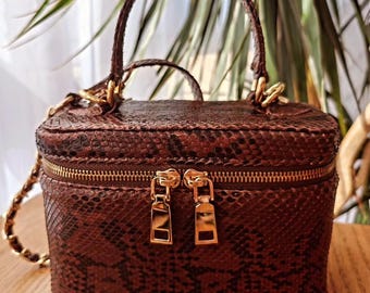 Snake Skin Top-Griff-Tasche: Luxus-Leder-Umhängetasche