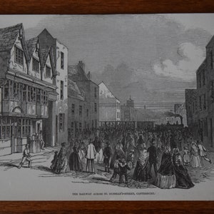 England Engraving Postcard | Pen Drawing Postcard | Vintage British Postcard | Canterbury Railway
