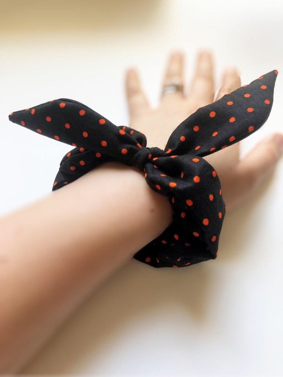 Brown Red Orange Black Halloween Thanksgiving Fall Polka Dot Bow Headband
