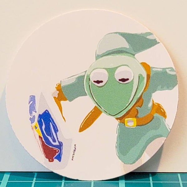 Kermit Link Sticker (1.5 x 1.5 Inch Glossy)