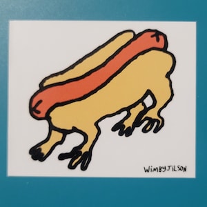 Hot Dog With Legs Decal (3 x 2.5 inch Glossy)