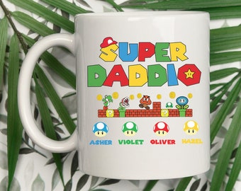 Custom Super Daddio Mug, Personalized Super Mario Mug, Custom Father&#39;s Day Gift, Custom Father&#39;s Day Mug, Gifts for Dad, Mugs for Dad