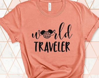 World Traveler Disney Shirt, Plus Size Womens Disney World Shirts, Epcot Womens Shirt, Trendy WDW Shirts, WDW Vacation Shirt, WDW Trip Shirt