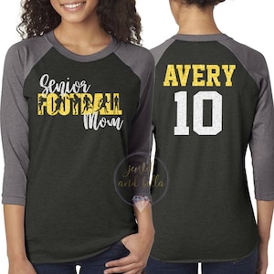 Personalized Glitter Senior Football Shirt, Custom Football Mom Shirt, Football Mom Raglan, Senior Football Mom Shirt, Football Shirts
