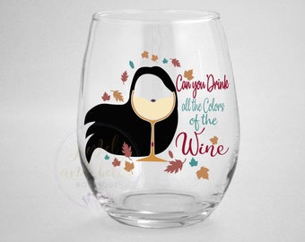Can You Drink All The Colors of The Wine Glass, Funny Disney Wine Glasses, Disney Gifts, Pocahontas Wine Glass, Gifts for Disney Lover