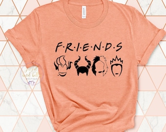 ディズニーヴィランズフレンズパロディシャツ、プラスサイズのディズニーヴィランズシャツ、レディースディズニーワールドシャツ、WDW旅行シャツ、ディズニーバケーションシャツ