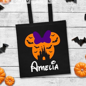 Cinderella's Castle Minnie Mouse Trick or Treat Tote, Mickey's Not So Scary Halloween Trick or Treat Bag, Personalized Trick or Treat Bag