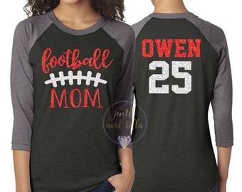 Personalized Glitter Football Shirt, Custom Football Mom Shirt, Football Mom Raglan, Football Shirts, Football Mom Shirts