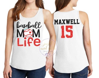 Personalized Glitter Baseball Tank Top, Custom Baseball Mom Tank Top, Baseball Mom Life, Baseball Tanks, Baseball Mom Tanks