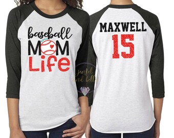 Personalized Glitter Baseball Shirt, Custom Baseball Mom Shirt, Basbeall Mom Life, Baseball Shirts, Baseball Mom Shirts, Customize