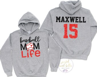 Personalized Glitter Baseball Hoodie, Custom Baseball Mom Hoodie, Baseball Mom Life, Baseball Hoodie, Baseball Mom Hoodies