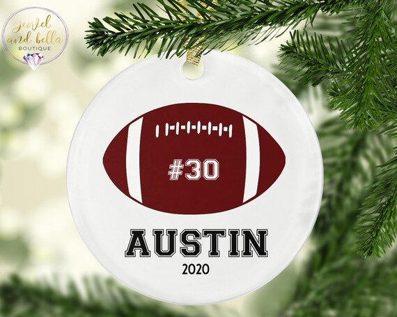 Personalized Football Christmas Ornament, Custom Football Christmas Ornament, Football Ornaments for Kids, Football Ornaments Teens