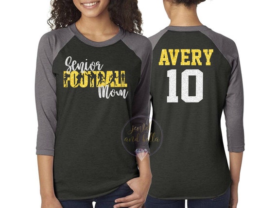 Personalized Glitter Senior Football Shirt, Custom Football Mom Shirt, Football Mom Raglan