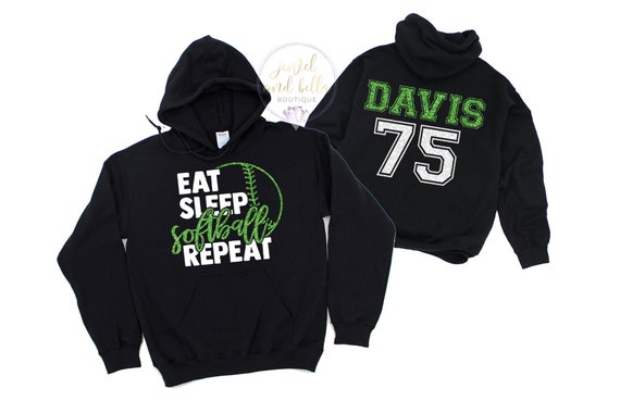 Personalized Glitter Softball Hoodie, Custom Softball Mom Hoodie