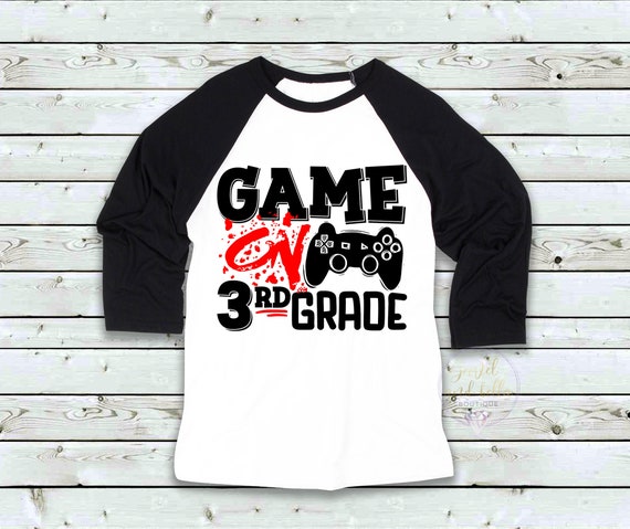 Game On 3rd Grade Raglan, Boys Back to School Shirt