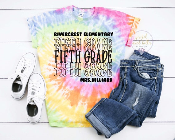 Personalized 5th Grade Teacher Shirt, Tie Dye 5th Grade Teacher Shirt