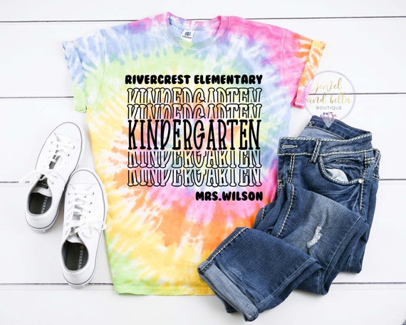 Personalized Kindergarten Teacher Shirt, Tie Dye Kindergarten Teacher Shirt
