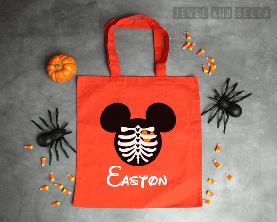 Skeleton Mickey Mouse Trick or Treat Tote, Mickey's Not So Scary Halloween Party Trick or Treat Bag, Personalized Trick or Treat Bag