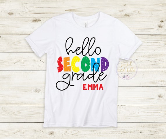 Personalized First Day of 2nd Grade Shirt, Hello 2nd Grade Shirt