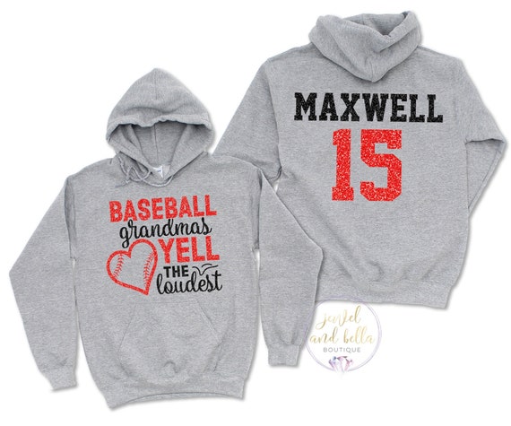 Personalized Glitter Baseball Hoodie, Custom Baseball Grandma Hoodie