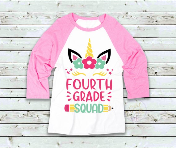 Fourth Grade Squad Unicorn Raglan