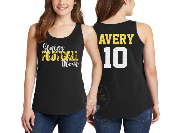 Personalized Glitter Senior Football Tank Top, Custom Football Mom Tank Top, Senior Football Mom Tank