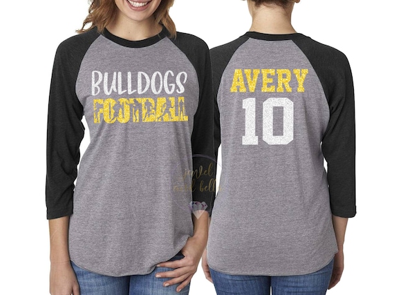 Personalized Glitter Football Shirt, Custom Football Mom Shirt, Football Mom Raglan