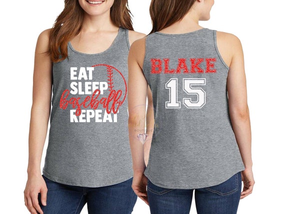 Personalized Glitter Baseball Tank Top, Custom Baseball Mom Tank Top