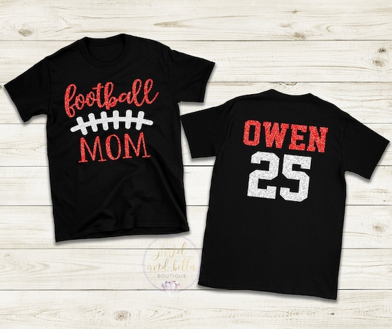 Personalized Glitter Football Shirt, Custom Football Mom Shirt, Football Mama Shirt
