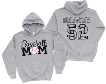 Custom Baseball Mom Hoodie, Baseball Mom Hoodie, Hoodies for Baseball Moms, Baseball Mom Gifts, Personalized Baseball Mom Hoodie
